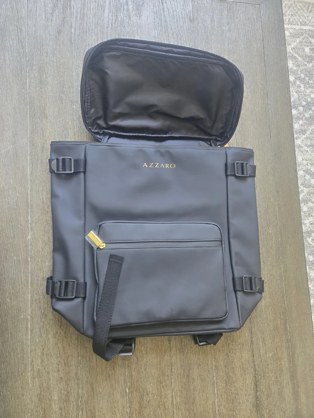 Azzaro Black Travel Backpack with Gold Hardware